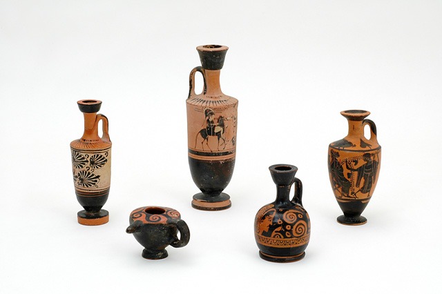 Group of Greek painted pottery vessels. 6th-4th centuries BCE (photo by Gabi Laron)